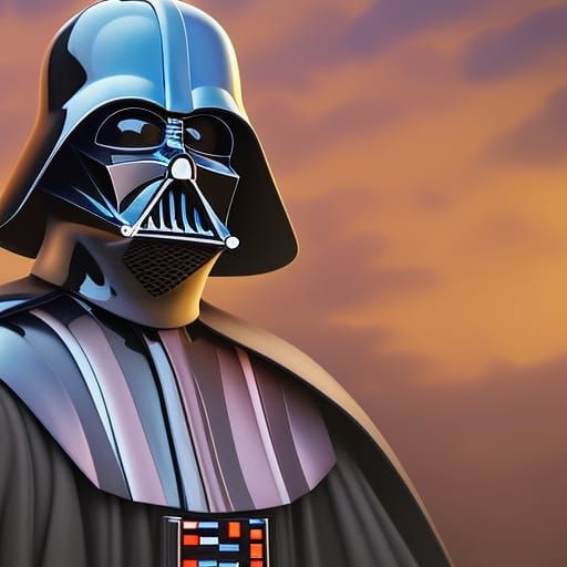 Darth Vader in Detailed Matte Painting Style