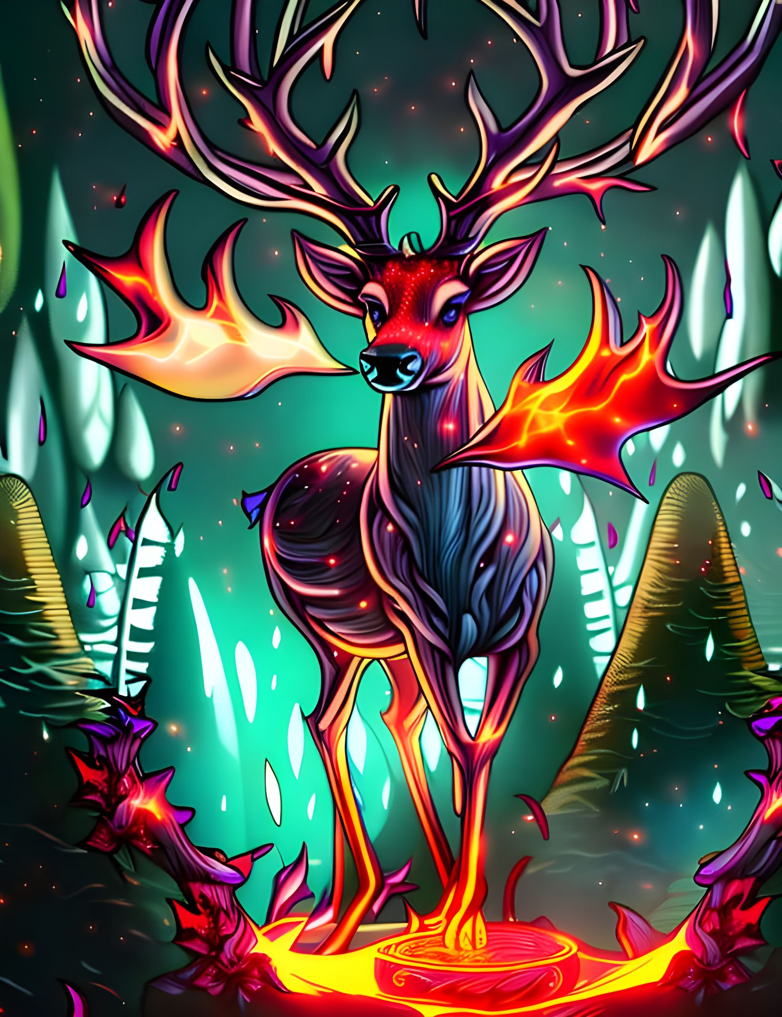 Christmas Deer Elemental in Digital Artwork