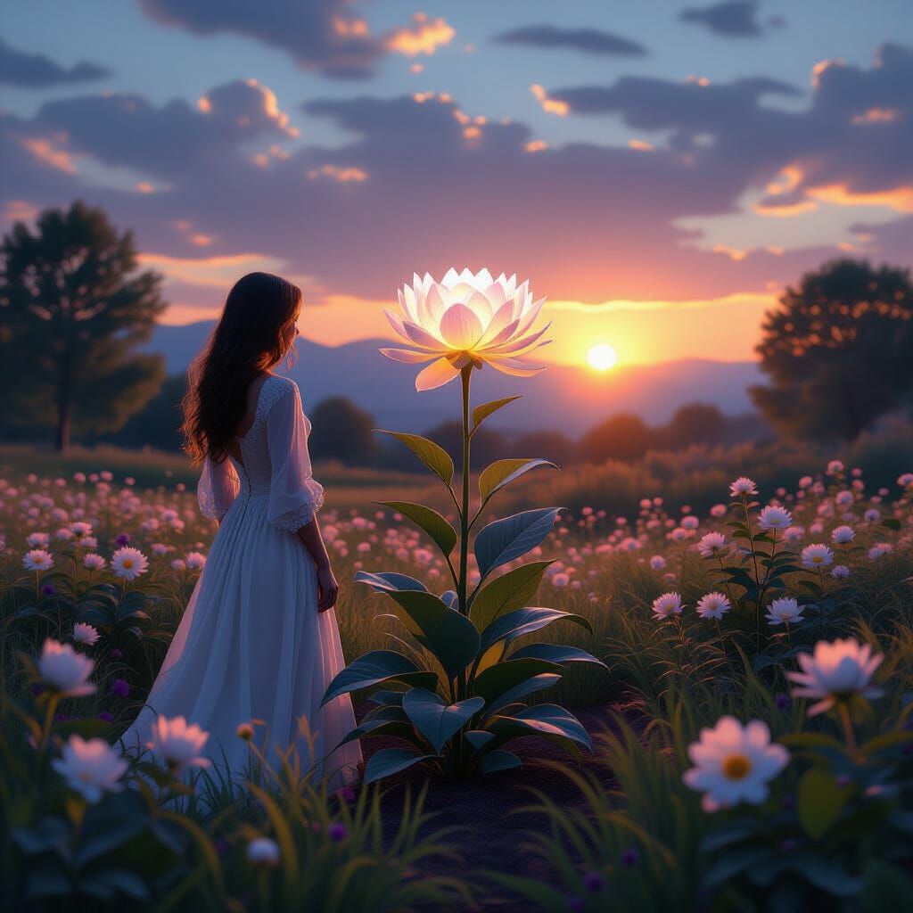 Elara's Bittersweet Victory in Lumina Garden at Dawn