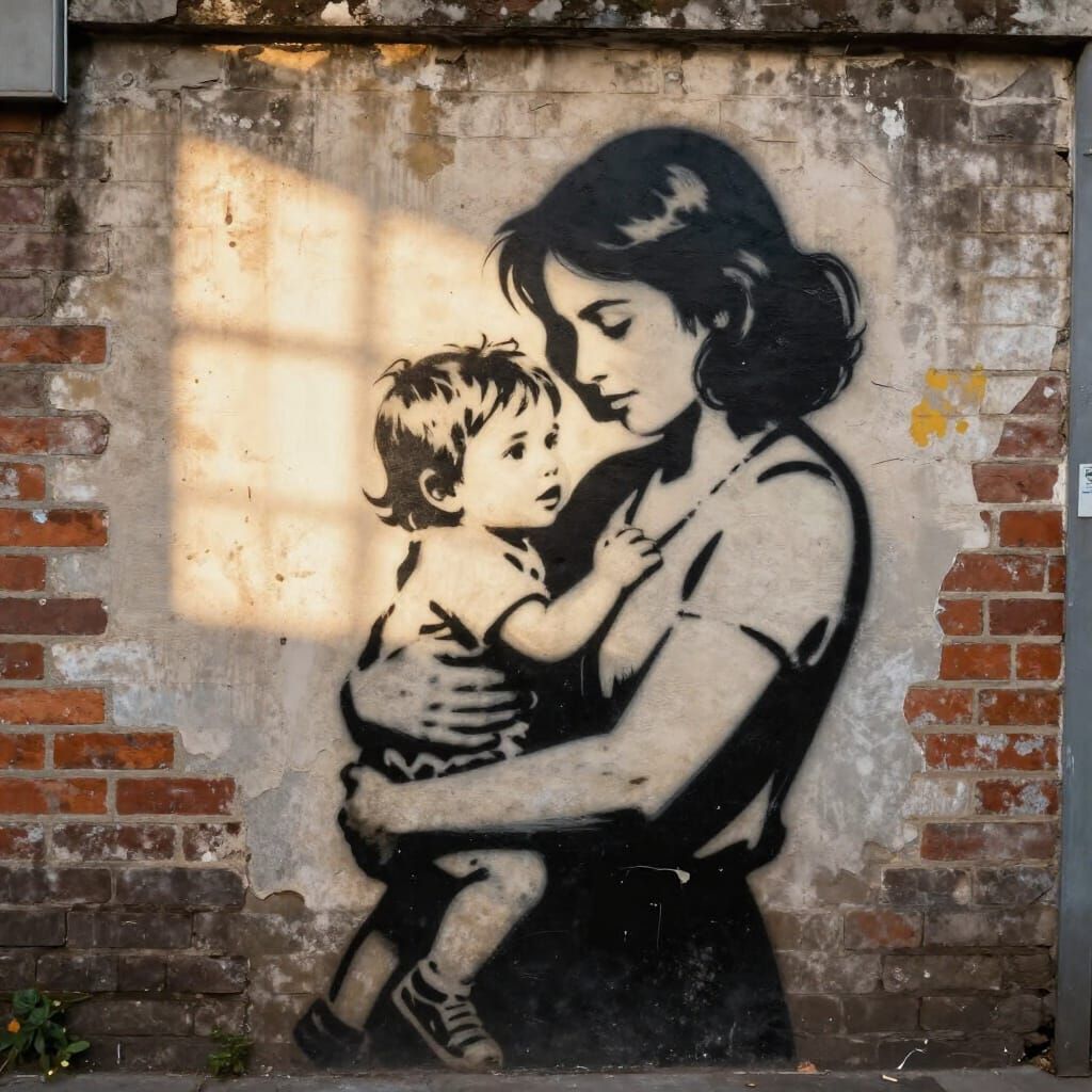 Street Art Mural of Family Love