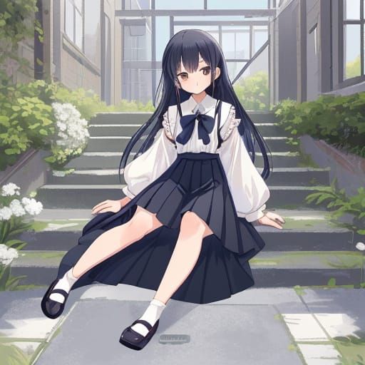 Japanese Schoolgirl Uniform with Unique Blouse Design