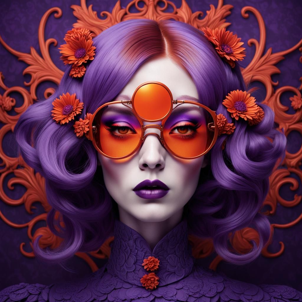 Redhead Girl Portrait in Psychedelic Manga Style