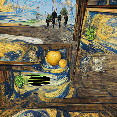Surreal Bar Scene in Van Gogh Style, Unreal Engine