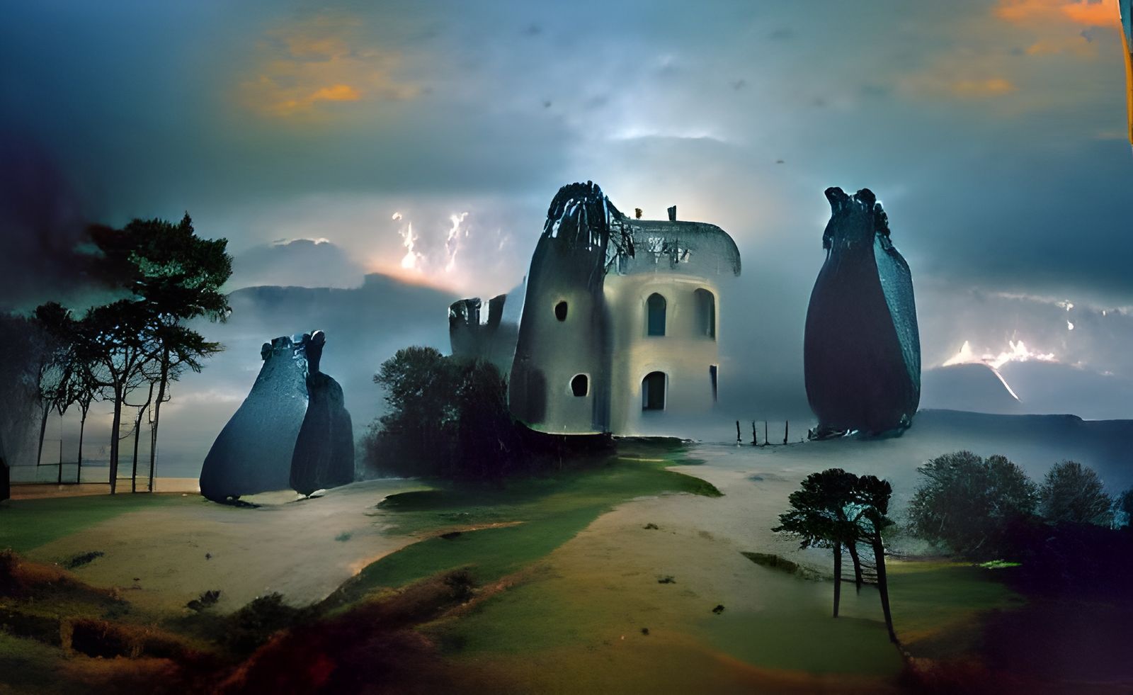 Haunted Castle in Sinister Romanticism Style