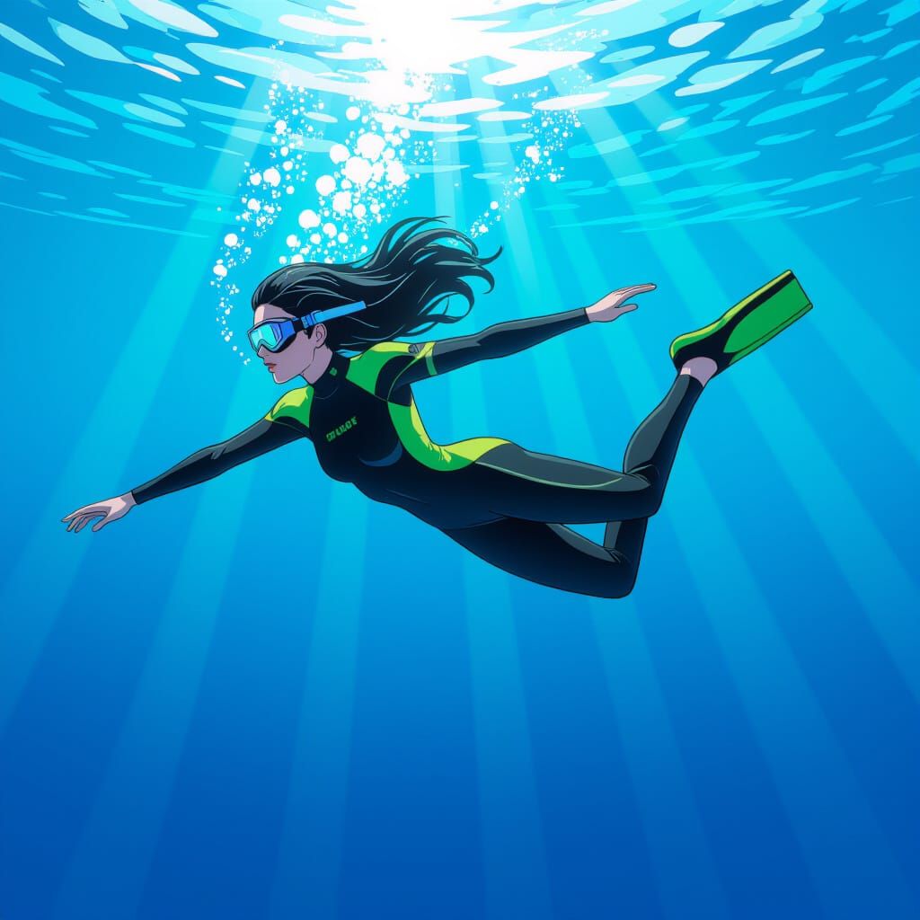 Futuristic Diver: Yukari in Dynamic Motion