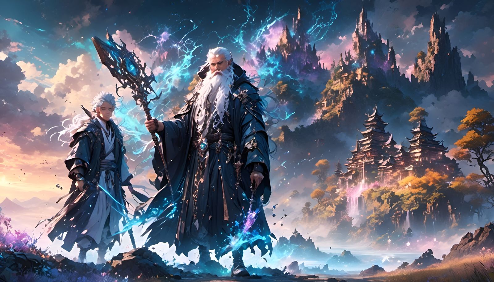 Wandering Magicians in a Fantasy Landscape