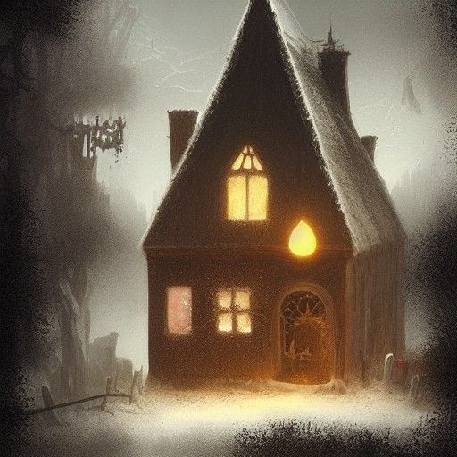 Sinister Gingerbread House, Moody Dark Art