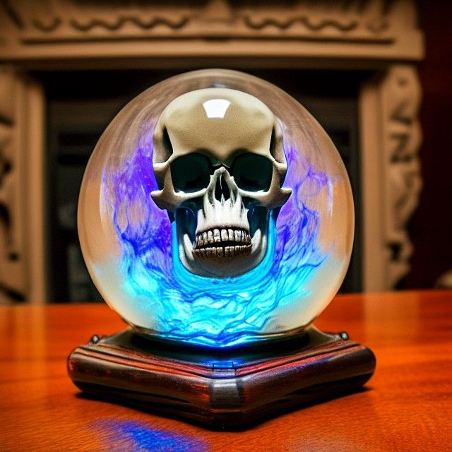 Sinister Biomechanical Skull in Pearlescent Crystal Ball