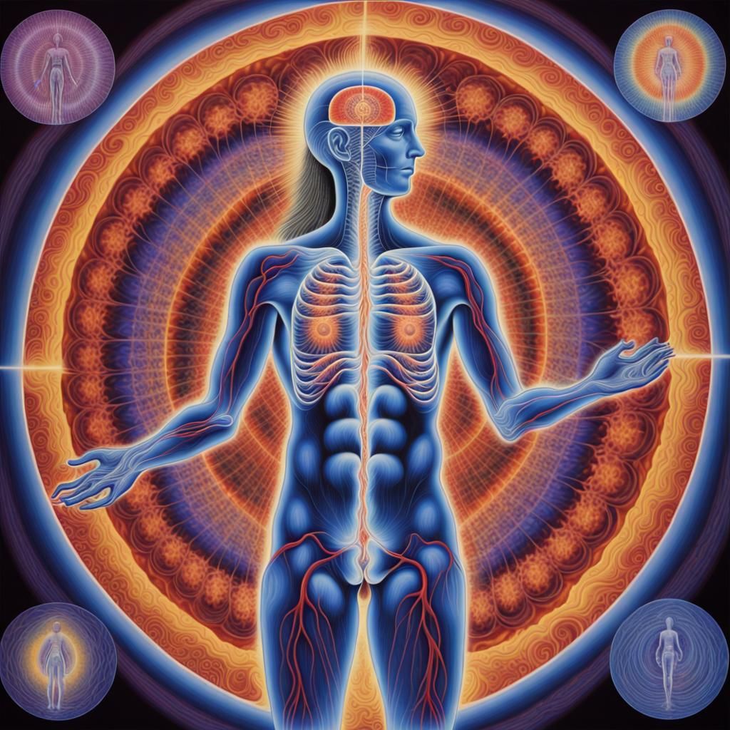 Psychedelic Visionary Art: Multi-Dimensional Body X-Ray