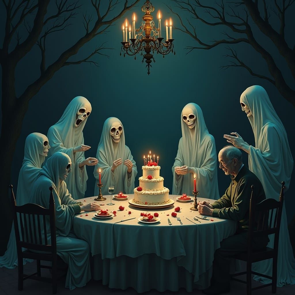 Ghostly Birthday Party with Haunted Cakes and Eerie Decorati...