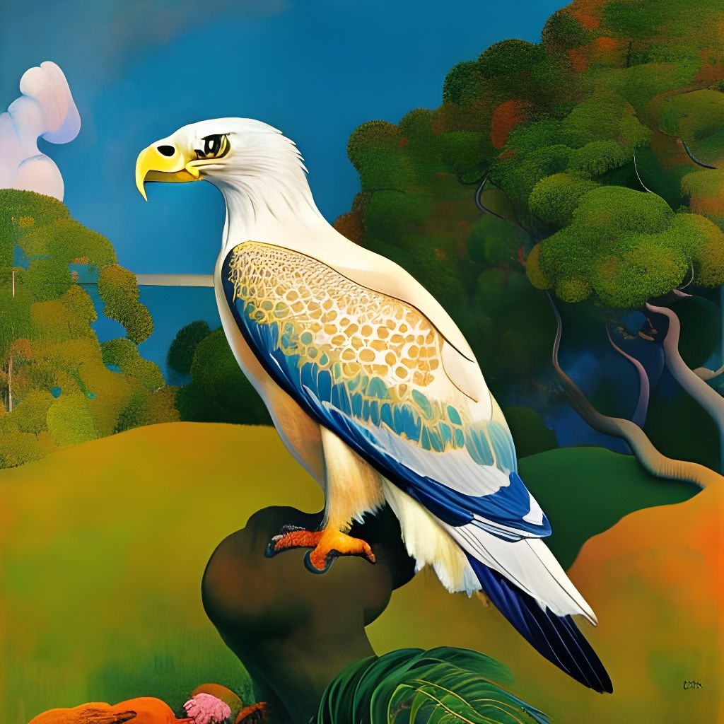 Ethereal Bald Eagle Portrait in Vibrant Colors