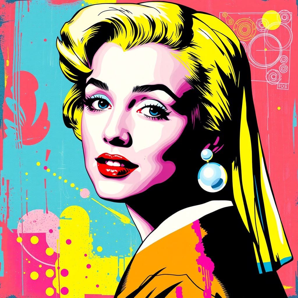Pop Art Marilyn Earring Portrait in Vibrant Colors