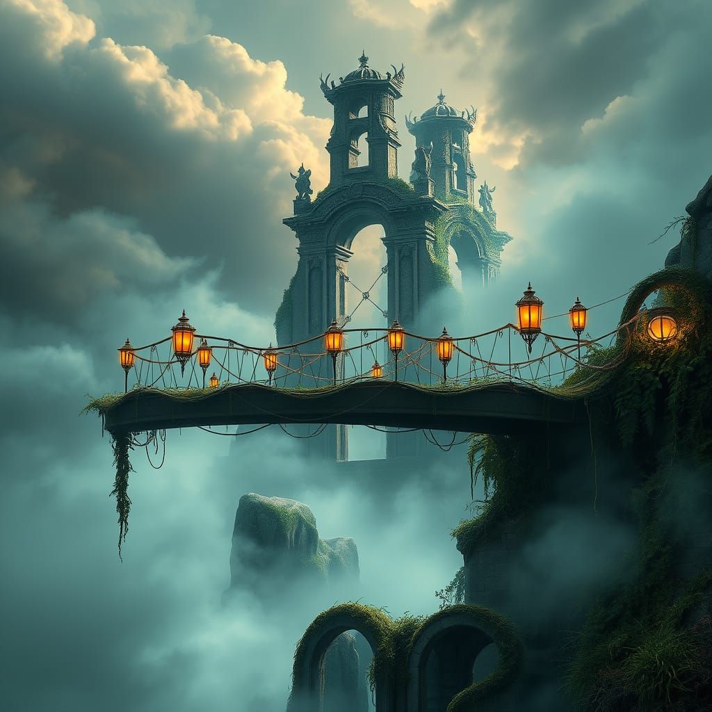 Surreal Bridge to Nowhere in Dreamlike Atmosphere