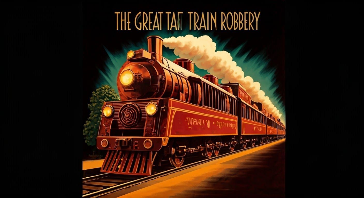 Surrealist Art Deco Poster of The Great Train Robbery