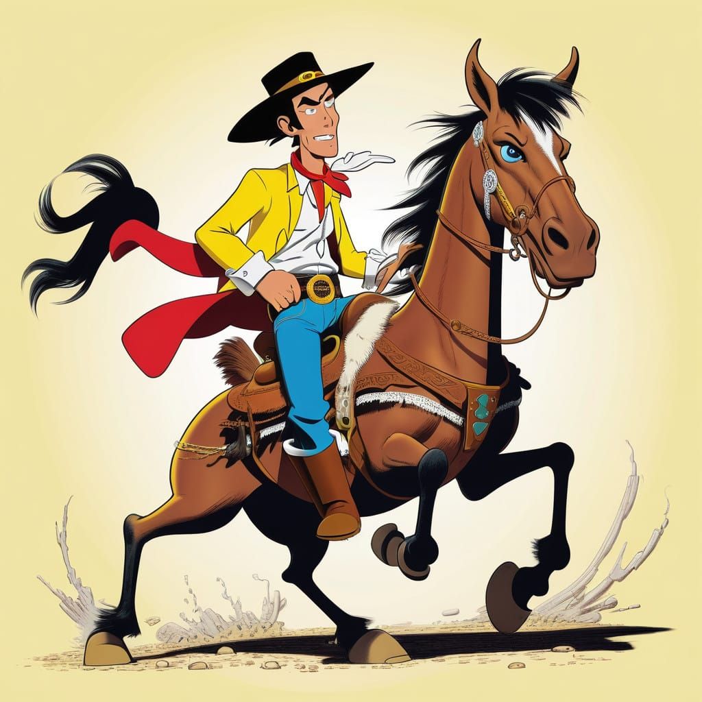 Lucky Luke in a Western Comic Book Style