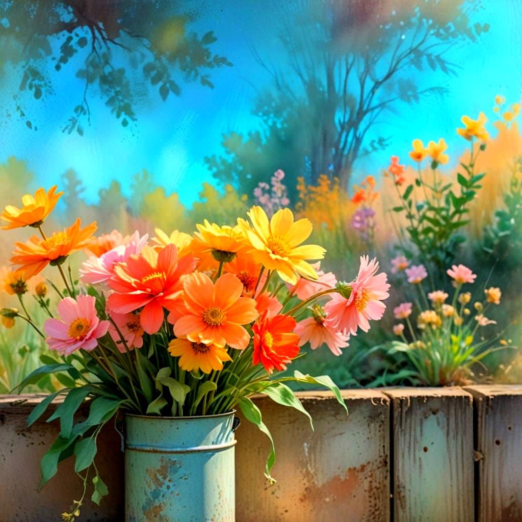 Rustic Floral Still Life in Golden Light