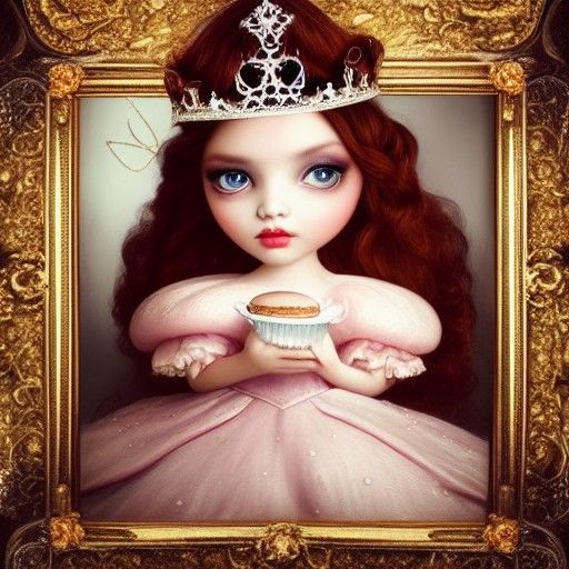 Fairytale Princess Eating Cake: Hyperrealistic Fashion Portr...