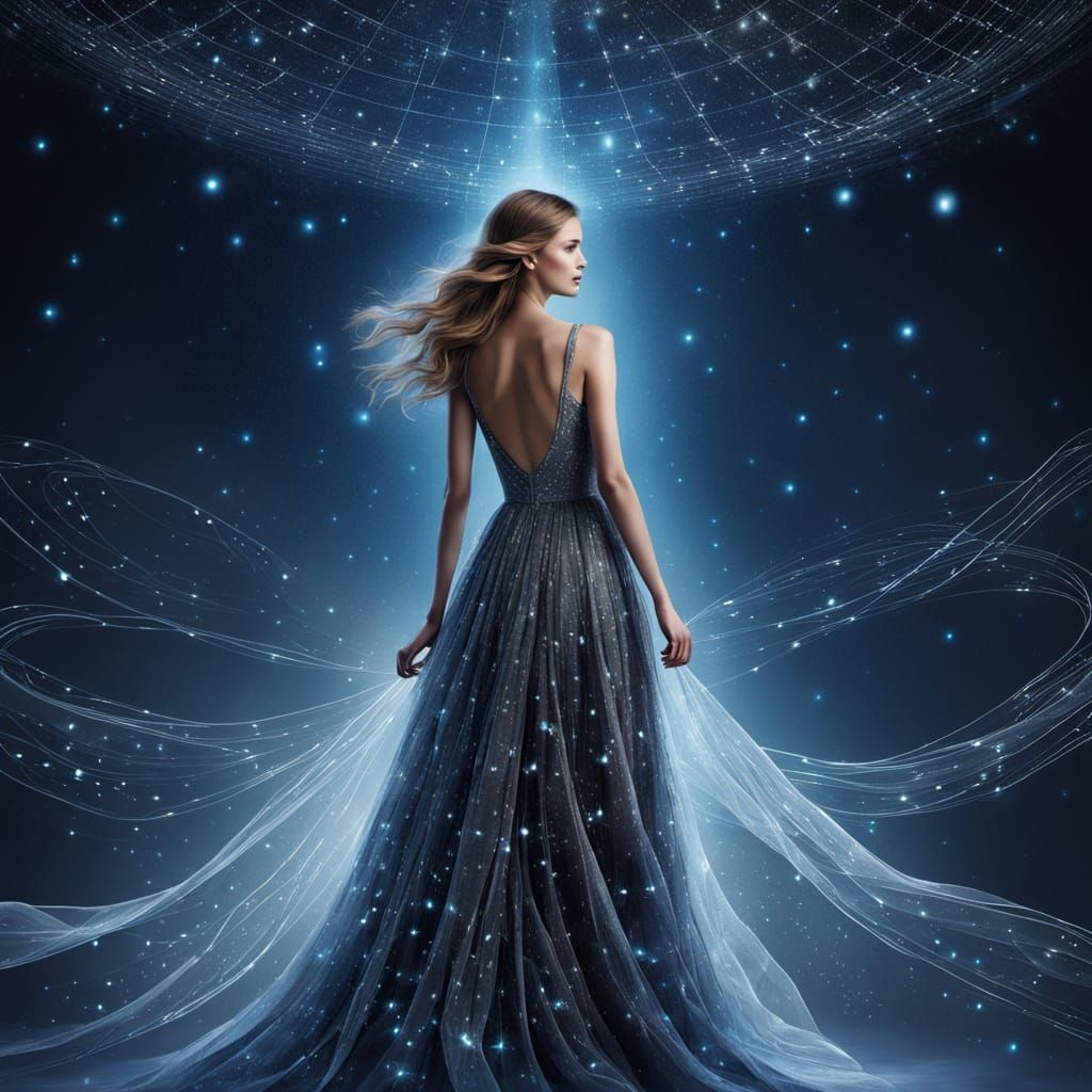 photography of a fashion runway glowing under soft cosmic lighting.