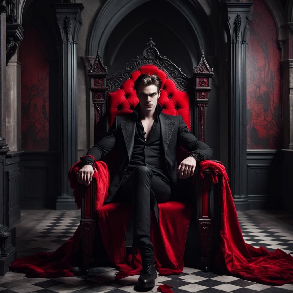 Vampire on Throne in Gothic Castle
