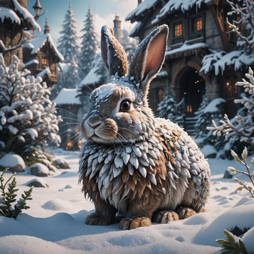 Snowy Bunny: Detailed Matte Painting