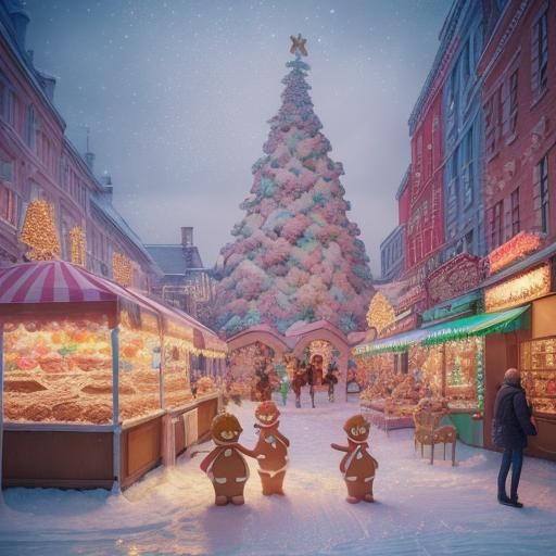 Gingerbread Man in a Pastel Winter Wonderland