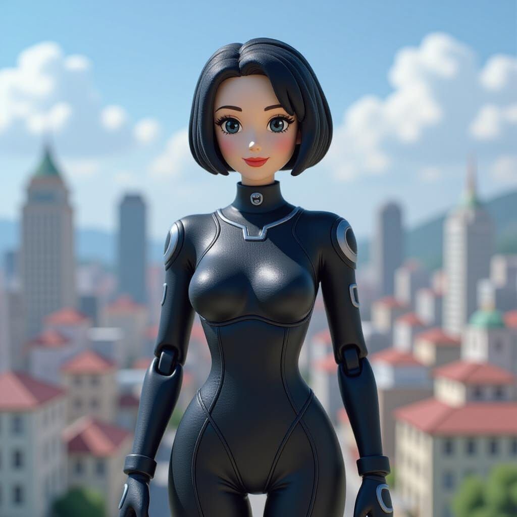 Anime Clay Woman in Futuristic City