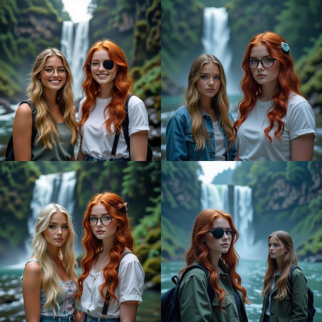 Teen Girl with Red Hair and Eyepatch in Cinematic Film Still