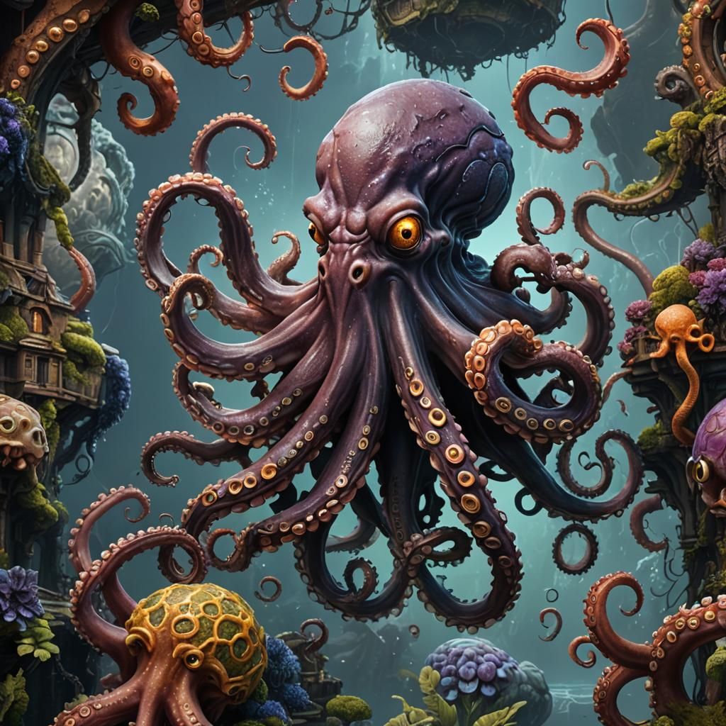 Detailed Octopus Hybrid Concept Art in 8K