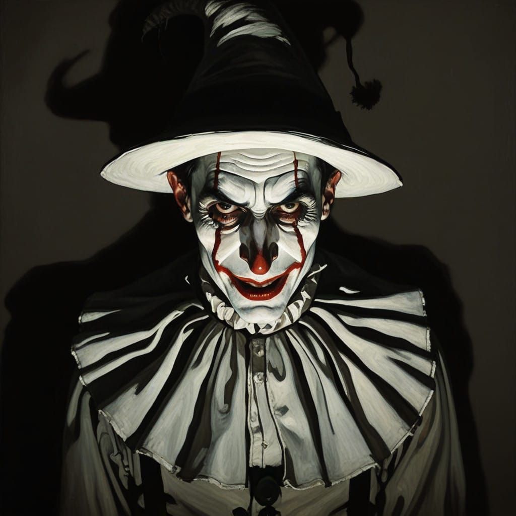 Pierrot in a Grotesque, Forced Smile