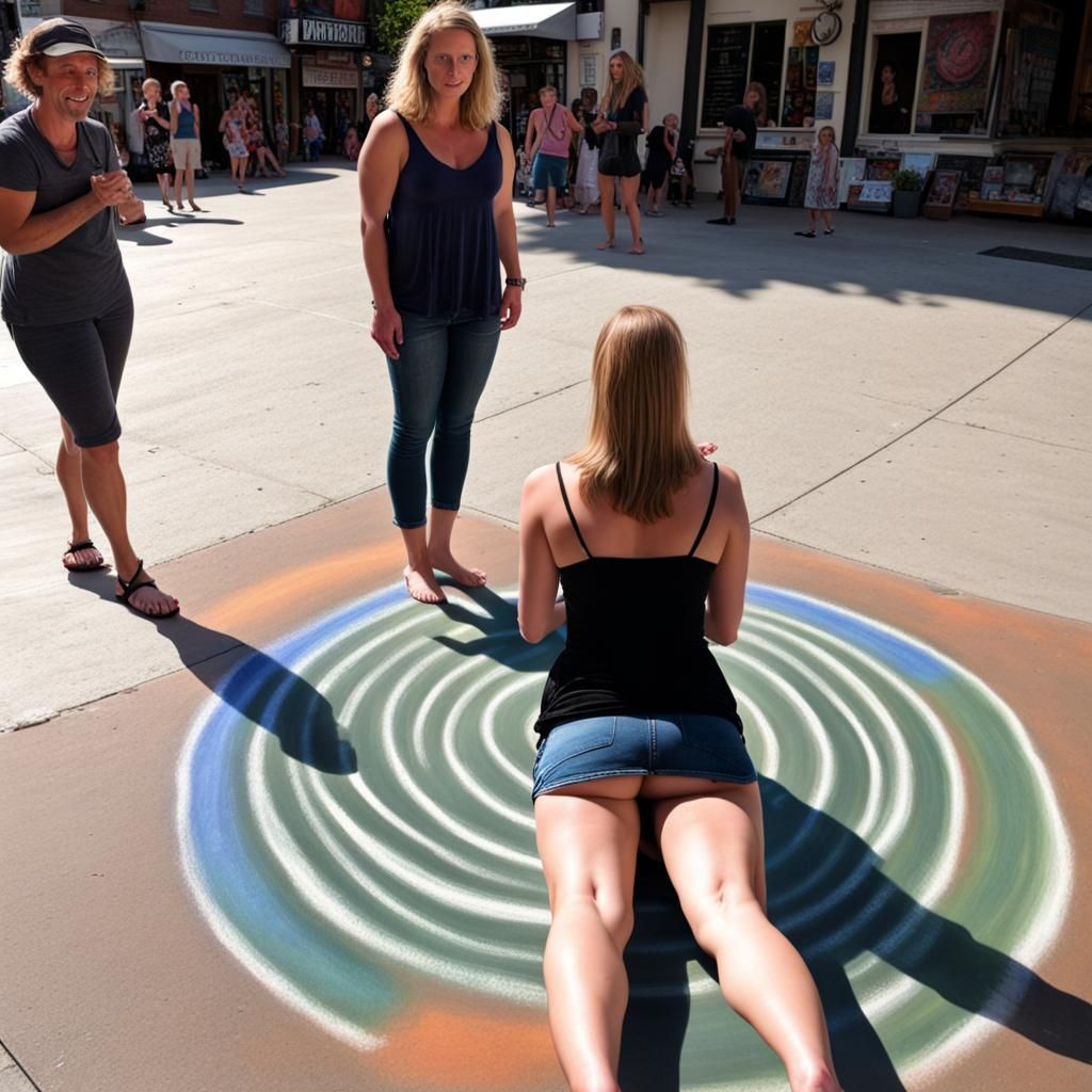 Hypnotized Rebecca: Barefoot Chalk Art Portrait