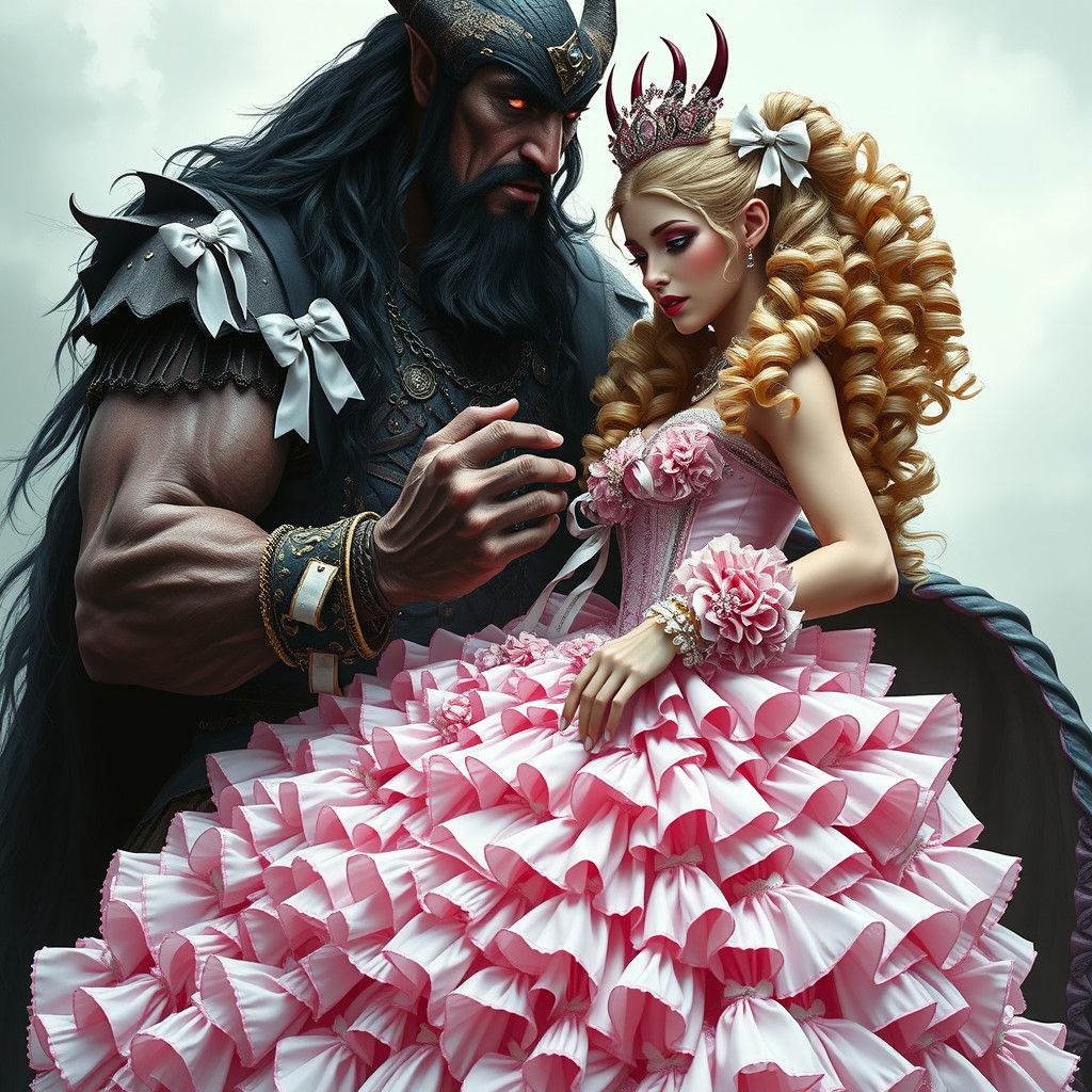 Demon King Adjusts Sissy Princess Bride's Corset