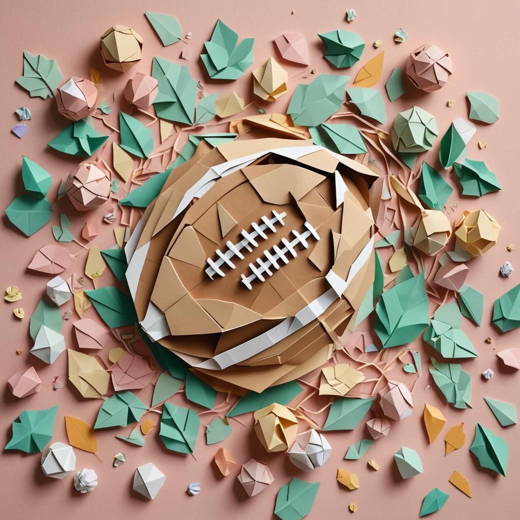 Origami American Football on Paper Stadium