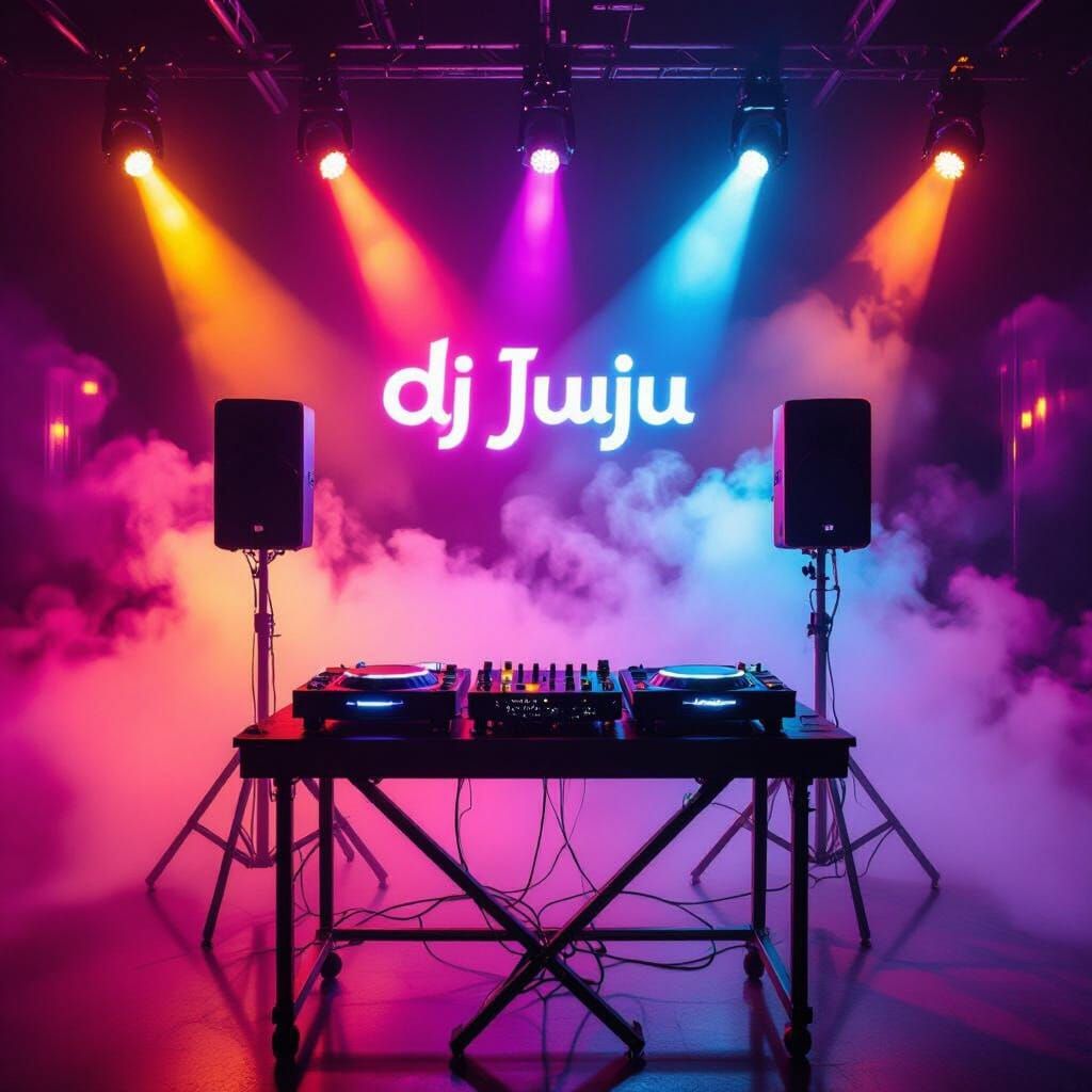 Modern Electro Stage with Neon DJ Logo