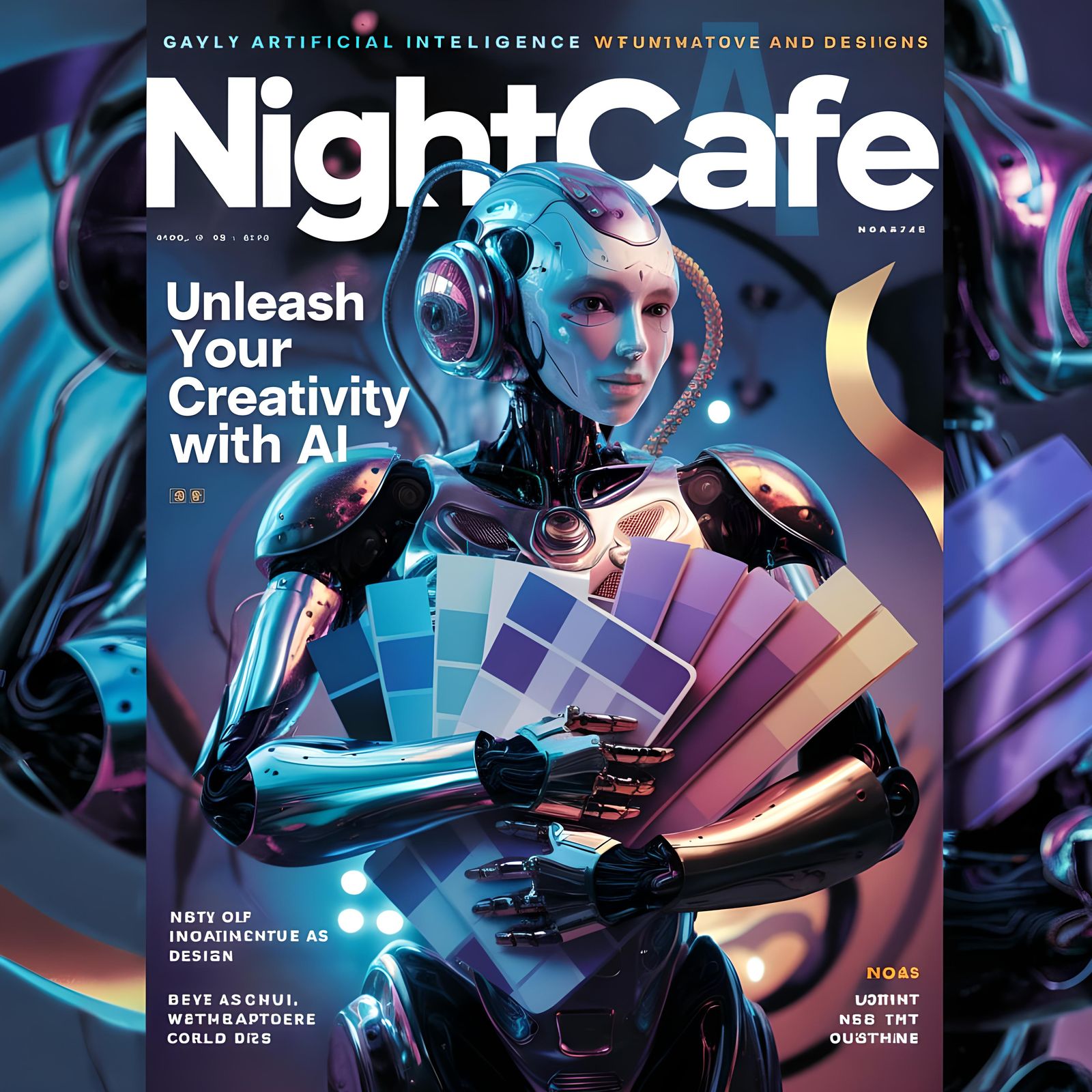 NIGHTCAFE Cover: Futuristic Robot with AI Palette
