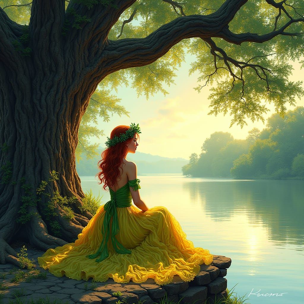 Southern Belle on the Mississippi River in Comic Art Style