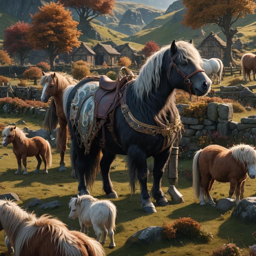Detailed Shetland Pony Matte Painting in 8k