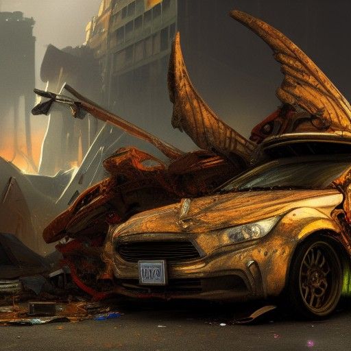 Fantastical Car Crash in Detailed Matte Painting