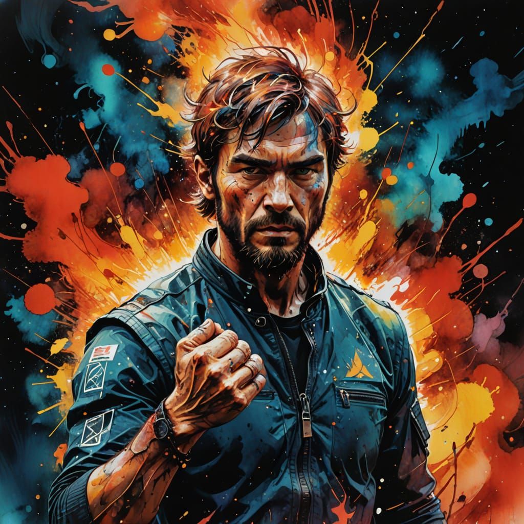 Cosmic Watercolor of Vulcan Radiating Fiery Power