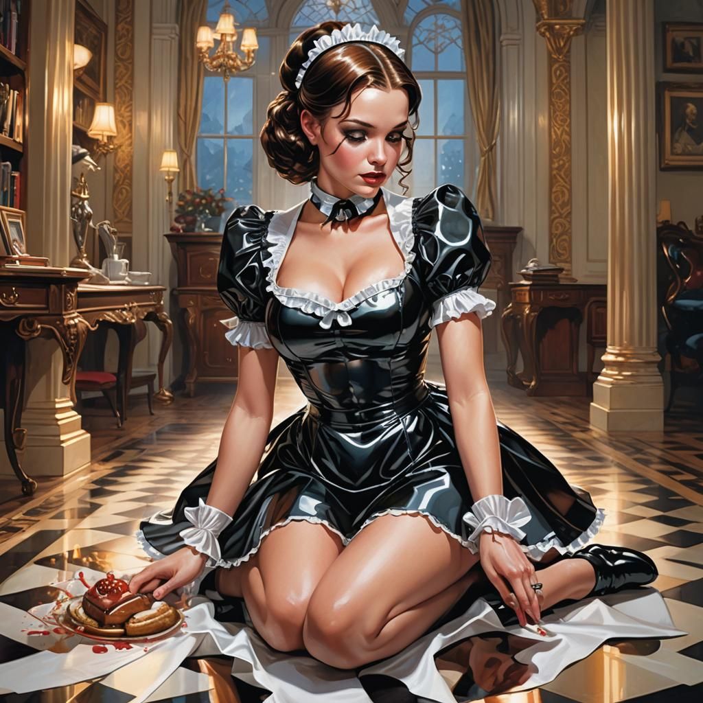 Elegant Lady and Maid in Comic Book Art Style