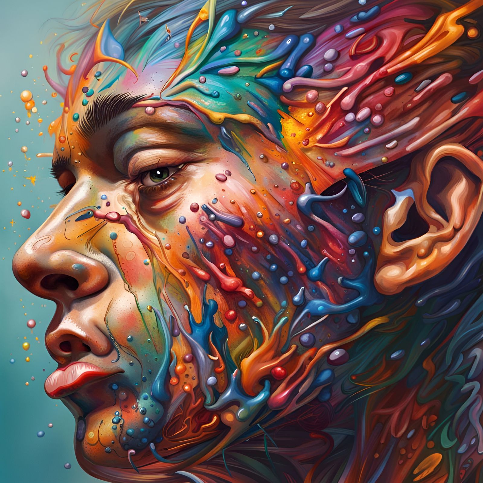 Hyperrealistic Portrait of Hypochondria as Splash Art