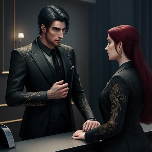 Handsome Man in Suit at Hotel Reception