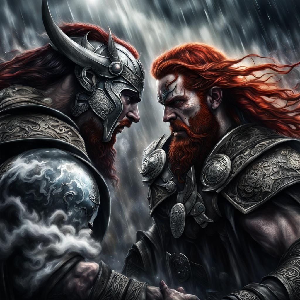 God of Fire and Storm: Hyperrealistic Norse Battle