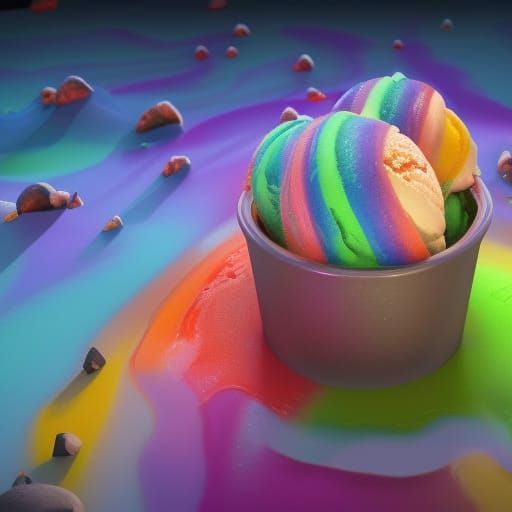 Fantastical Rainbow Ice Cream Digital Painting