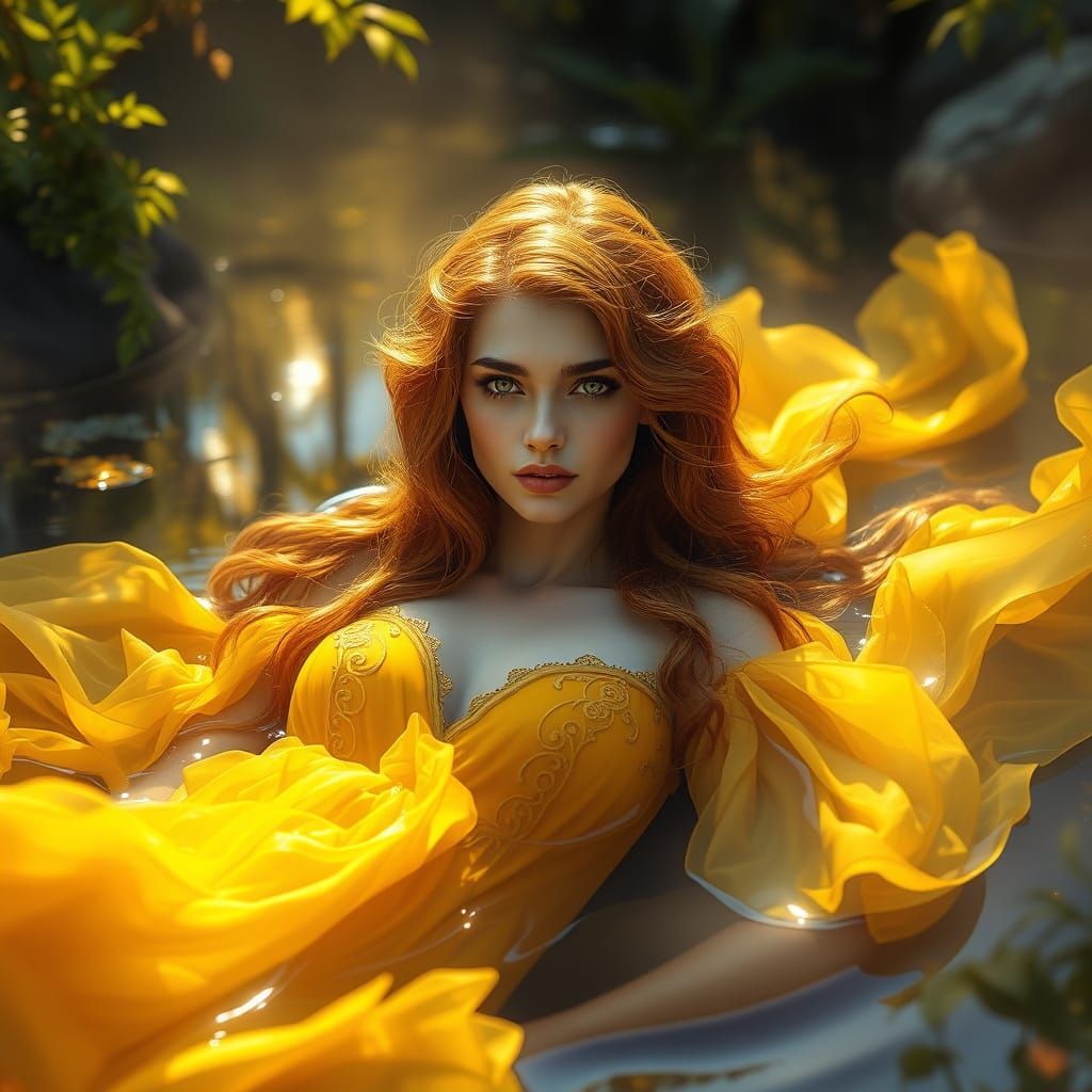 Ethereal Goddess in Art Nouveau Style