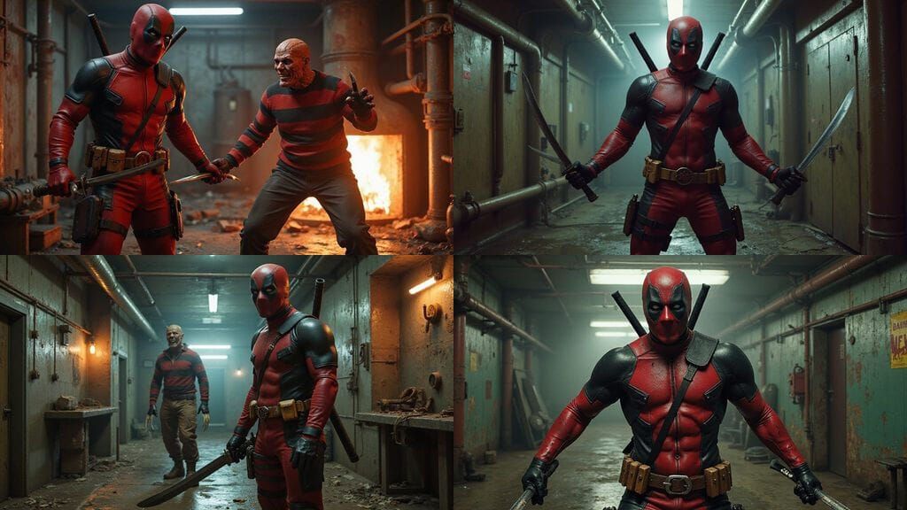 Deadpool Battles Freddy Krueger in a Hyperreal Boiler Room