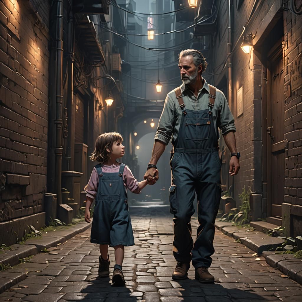 Child in Alley: Dark Fantasy Concept Art