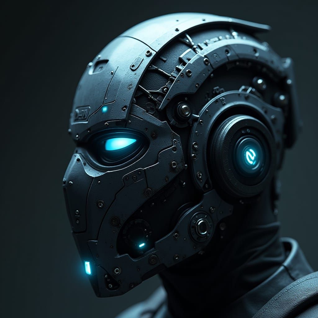 Futuristic Cyberpunk Mask with Glowing Neon Accents