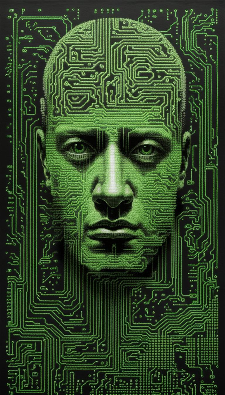 Binary Portrait in Hyperdetailed Chalk Drawing Style