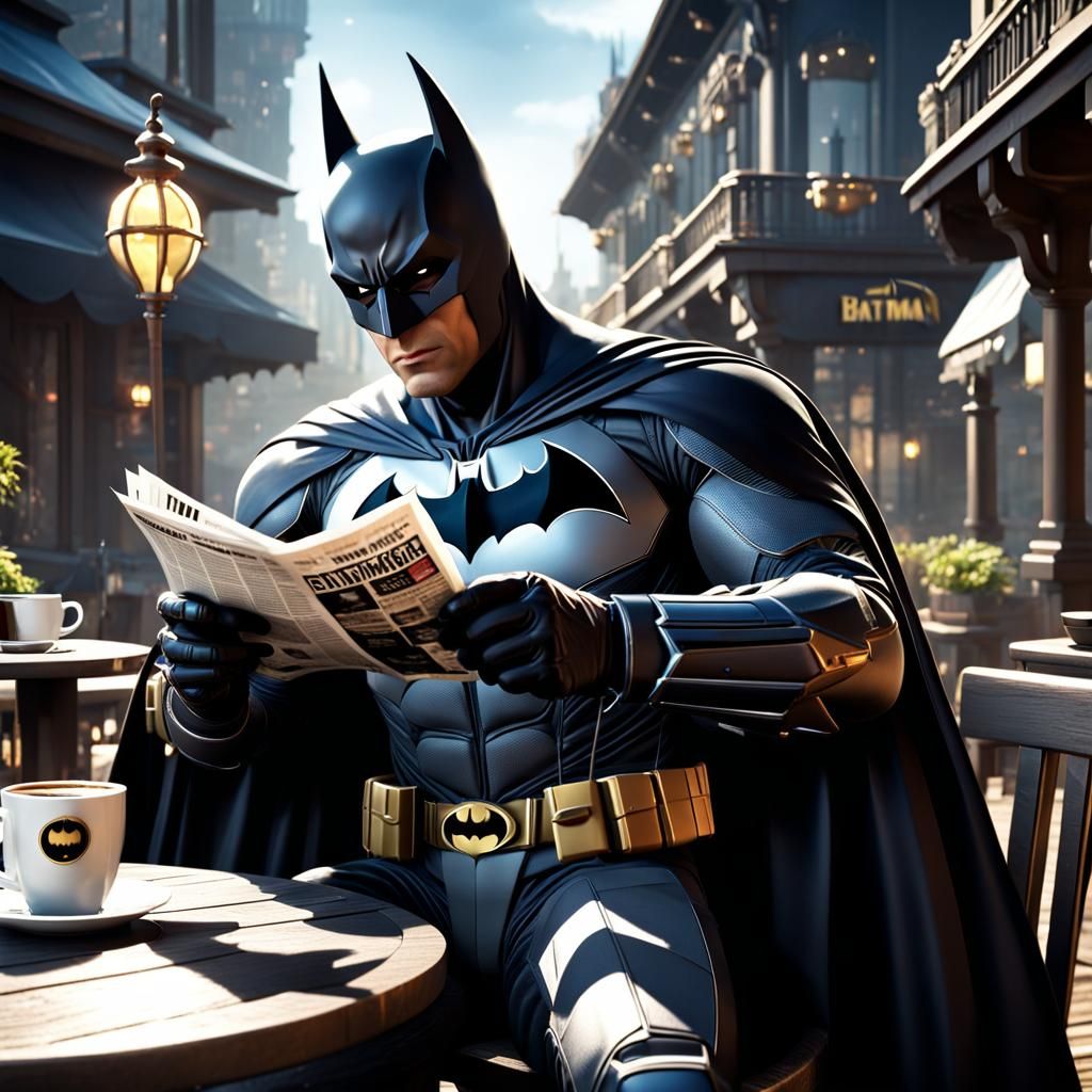 Batman on Sunny Terrace: Detailed Matte Painting