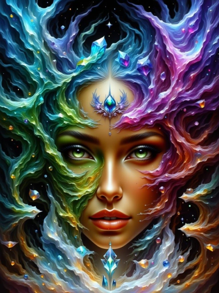 Crystalline Woman: A Hyperrealistic Fantasycore Portrait